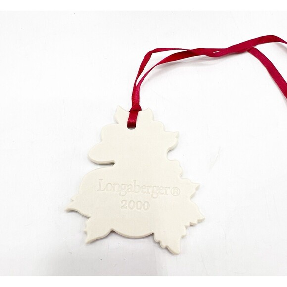 Longaberger Christmas Pear with Holly Berry Basket Tie-On 2000 Ceramic Boxed New - Picture 3 of 5